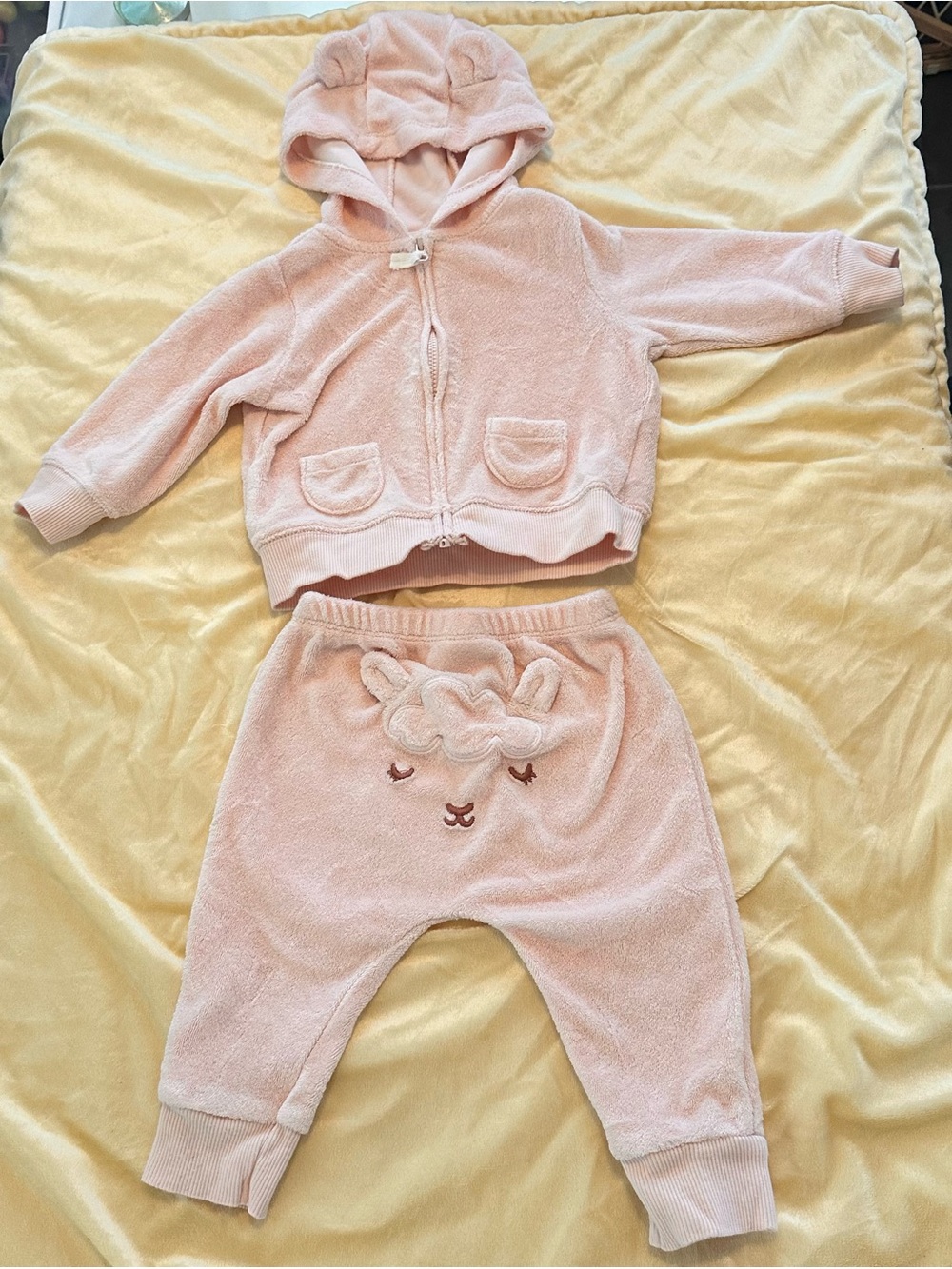 Carter's Pink Plush Hooded Two-Piece Set with lamb Ears - Picture 3 of 3